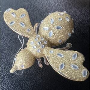 Joan Rivers Blown Glass Gold With Silver Rhinestone Bee Ornament